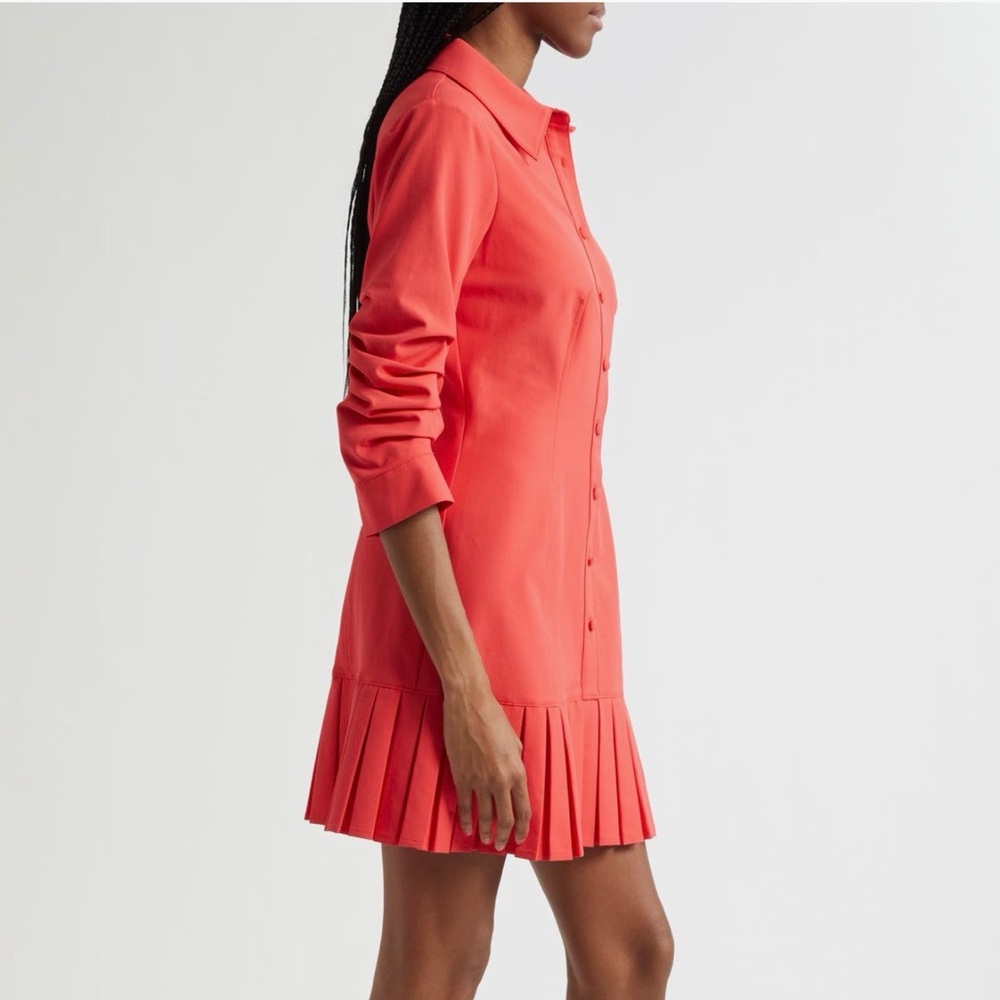 Cinq à Sept Coral Lucilla Pleated Mini Dress - Picture 3 of 4